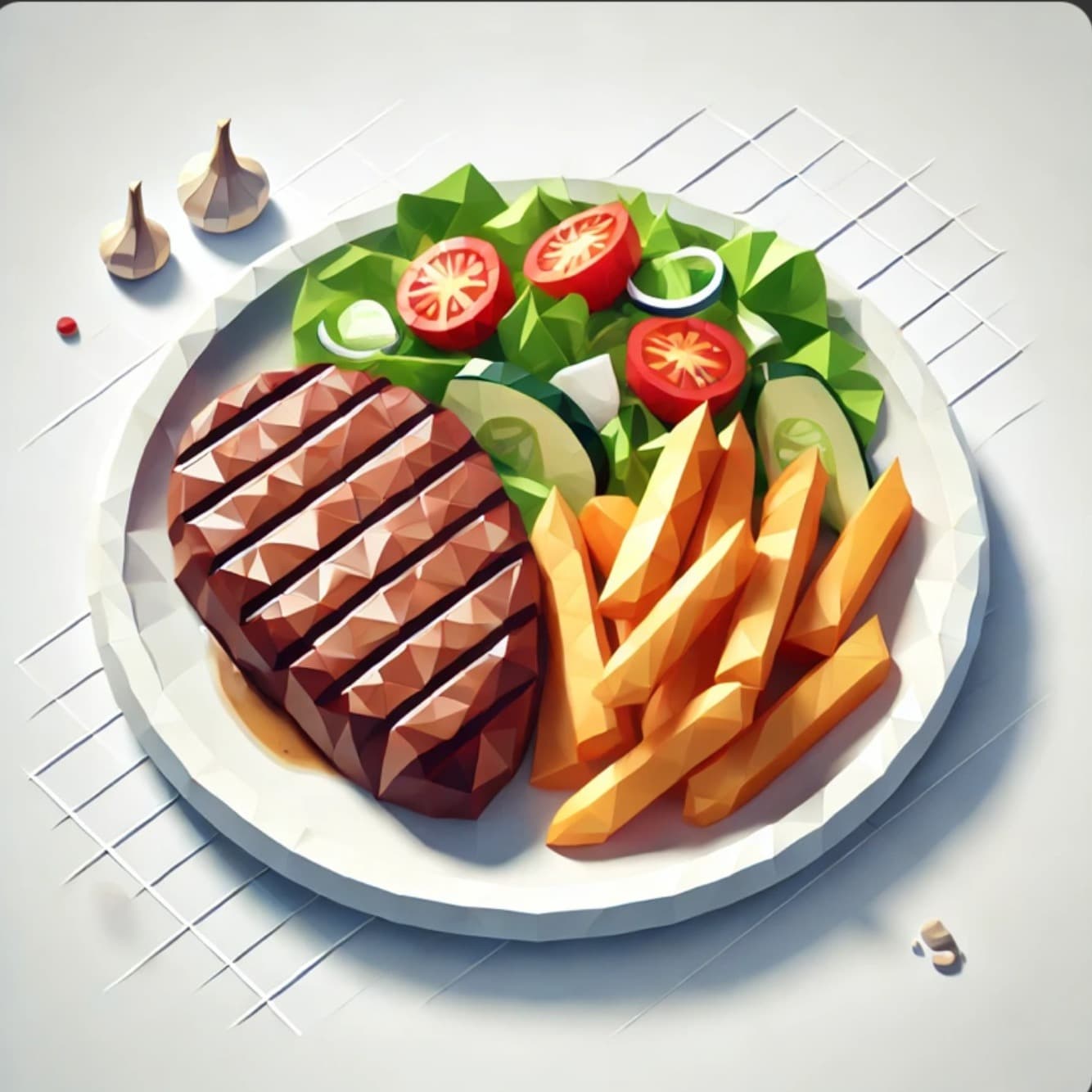 Steak with Chips and Salad